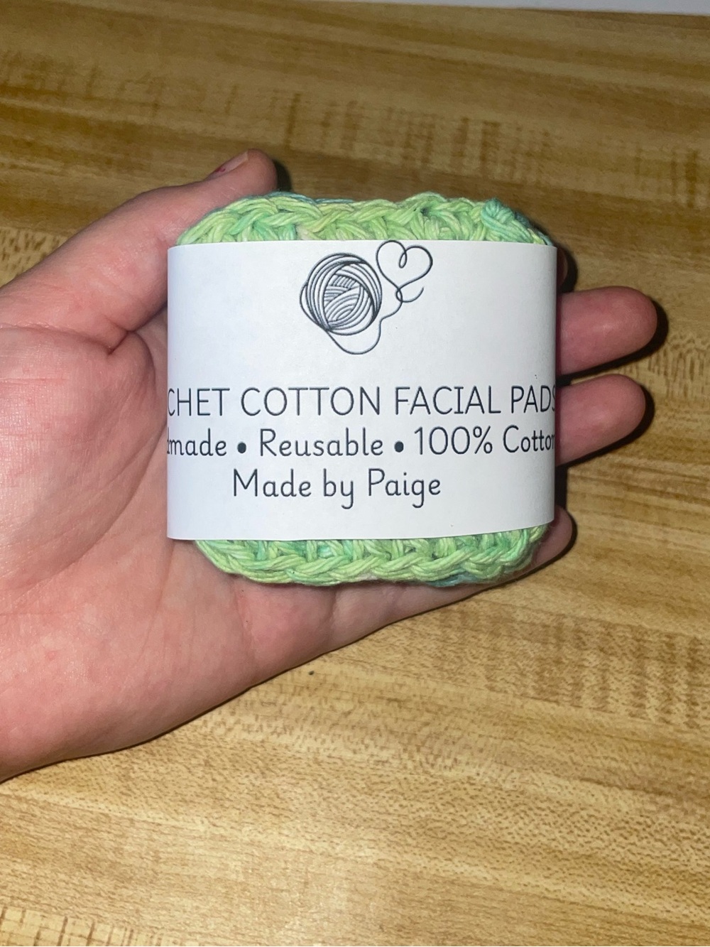 Reusable Crochet Cotton Facial Pads - Light Green by Made by Paige
